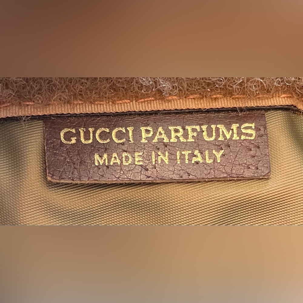 Gucci Beautiful Authentic Vintage Tan Monogram Clutch/Makeup Bag fr Gucci Parfum - Picture 8 of 15